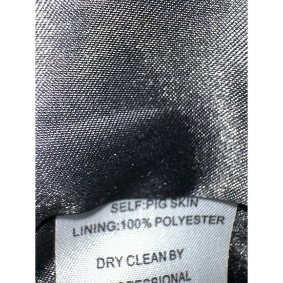 VINTAGE JOCELYN BLACK LEATHER CROP TRENCHCOAT JACKET  4 - Picture 5 of 7